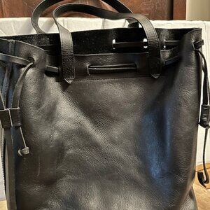 Madewell leather bucket bag.